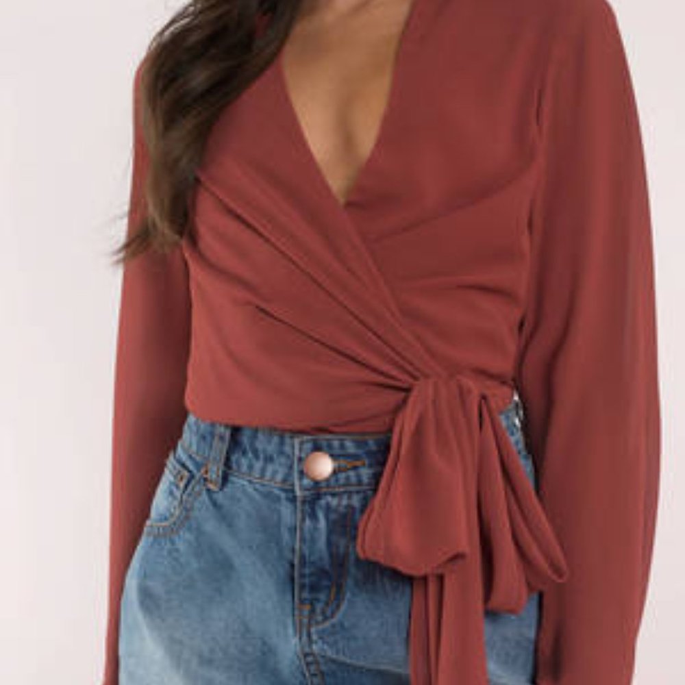 TOBI It's a tie Rust Wrap around collared Blouse
